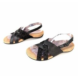 Vionic Eira In BlackLeather Sandals Women's Size 6 Slingback Adjustable